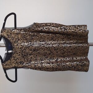 Rachel Roy Sequin Gold Black Sleeveless Top Size XS